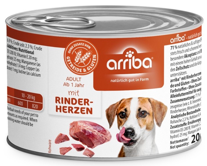 arriba Dog mit Rinderherzen 200g