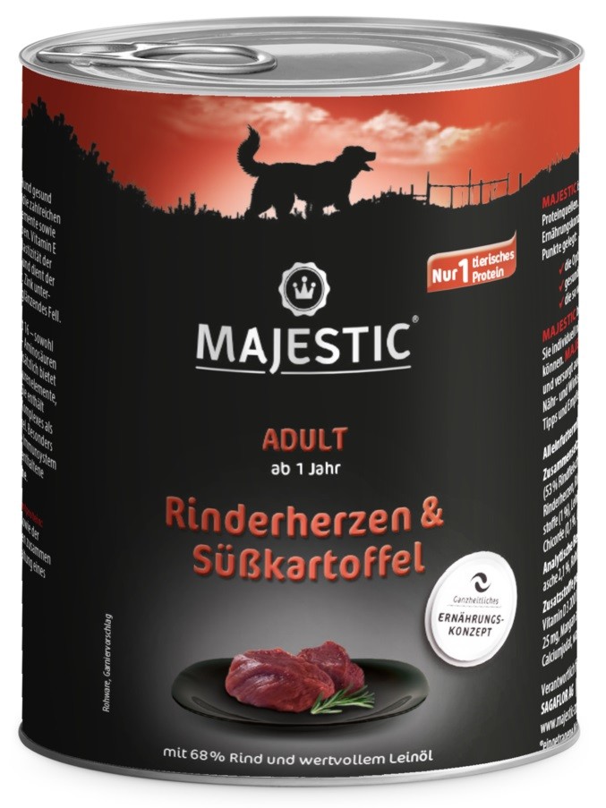 Majestic Dog Rinderherzen + Süßkartoffel 800 g